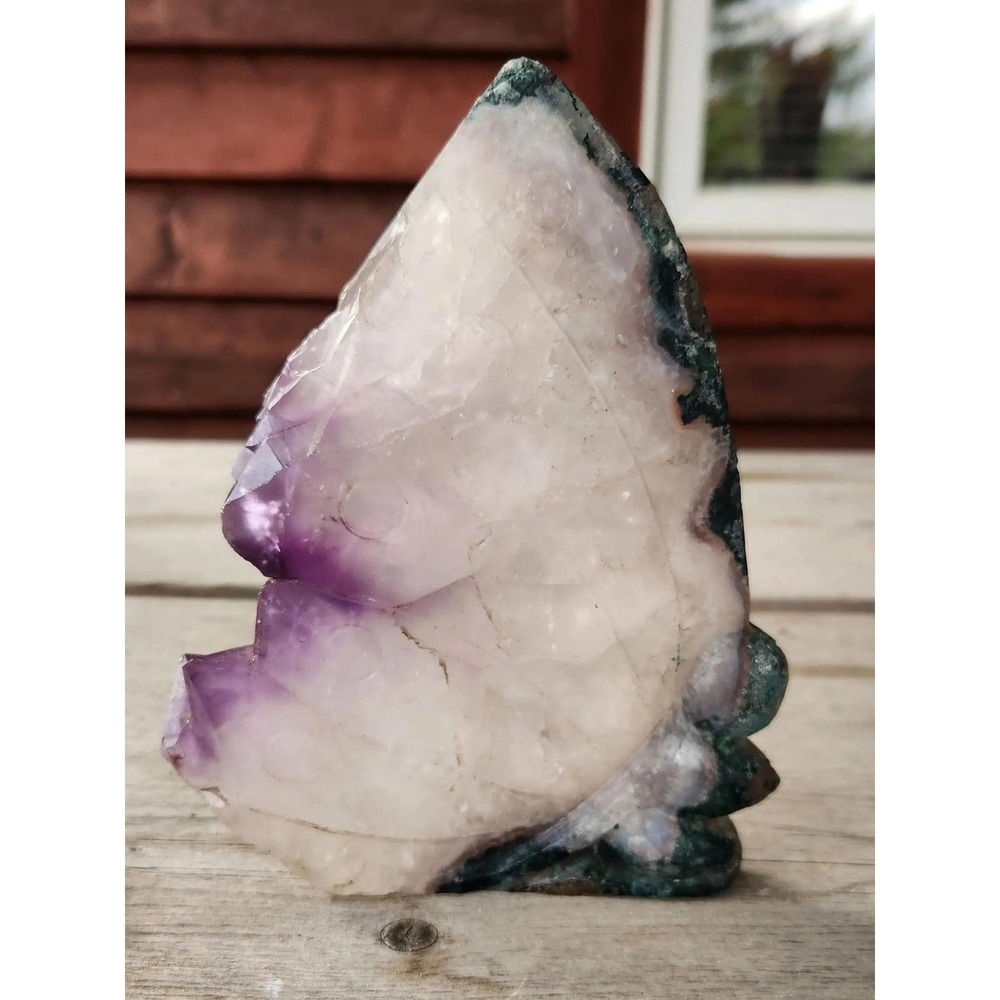 Amethyst Carved Fairy, Carved Amethyst, Stands Well, 6" x 5", 1LB 5.5OZ